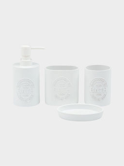 Набор для ванной «Облако», 4 предмета, дозатор, 2 стакана, мыльница, белый
