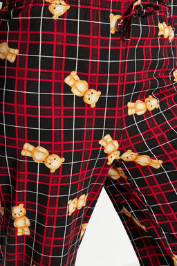 Trendyolmilla Cok Renkli %100 Pamuklu Ay?c?kl? Ekoseli Gomlek-Pantolon Orme Pijama Tak?m? THMAW24PT00104