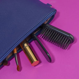 Расчёска массажная, складная, с зеркалом, 3×10 см, цвет чёрный