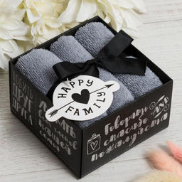 Набор махровых полотенец Family 30х30 см - 3 шт, хлопок 340гр/м2