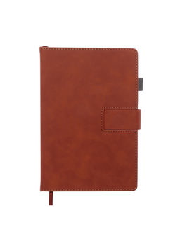 Ежедневник недатированный А5, с хлястиком, 128 листов, в линейку, пвх, коричневый