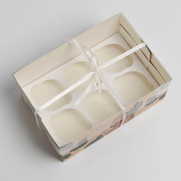 Цена за 5 шт. Коробка для капкейка, кондитерская упаковка, 6 ячеек, «Дикая», 23×16×10 см