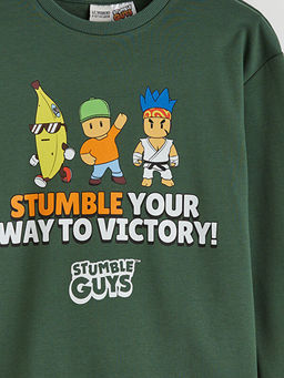 Bisiklet Yaka Stumble Guys Bask?l? Erkek ?ocuk Ti??rt