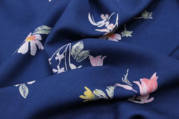 Штапель Премиум Цветочная пьеса на темно-синем, ВИД2, СОРТ2, ш.1.43м, вискоза-100%, 120гр/м.кв - Купава фото 11