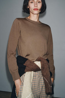 100% WOOL PLAIN KNIT SWEATER - Zara фото 4