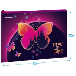 Папка для тетрадей текстильная А4, молния сверху Berlingo "Magic butterfly" (FB07132A4) полиэстер
