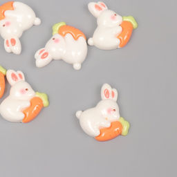 Декор для творчества пластик «Кролик с морковкой», набор 6 шт., 2×2.3×0.8 см