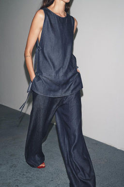 ZW COLLECTION CROSSOVER DENIM TROUSERS - Zara фото 3