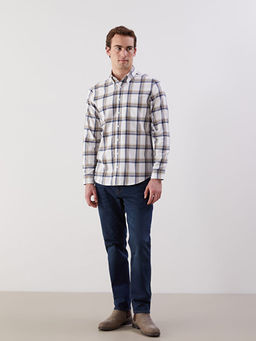 Regular Fit Uzun Kollu Ekose Gabardin Erkek G?mlek