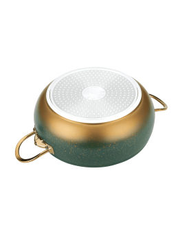 Кастрюля с крышкой стеклянной 26 х 11 см (5,7л) с АПП, цв. оливковый/золотой, арт. 3000-OLV/GD-26