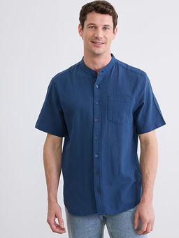 Regular Fit Keten G?r?n?ml? Erkek G?mlek