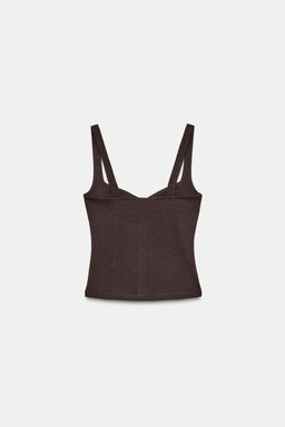 TOP ESCOTE CORAZ?N BOTONES / Marr?n - Zara фото 6