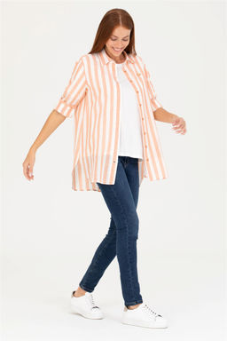 Женская льняная рубашка с длинным рукавом кирпичного цвета - U.s. polo assn фото 4