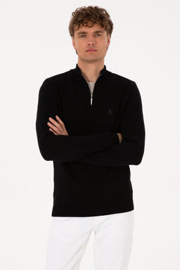 Erkek Slim Fit Yar_m Fermuarl_ Siyah Basic Kazak - U.s. polo assn фото 10