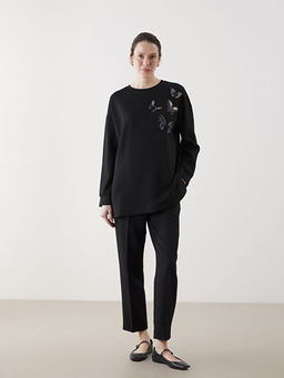 Bisiklet Yaka Kelebek ??lemeli Kad?n Tunik