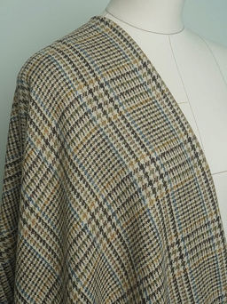 Шерсть пальтово-костюмная Твид Гусиная лапка-клетка цв.коричневый, ш.1.5м, шерсть-50%, п/э-50% - Купава фото 3