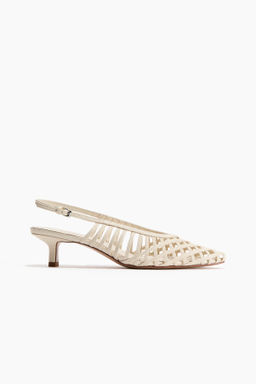Kitten-heeled leather slingbacks - H&m фото 3