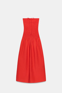 VESTIDO MIDI NIDO DE ABEJA / ROJO - Zara фото 6