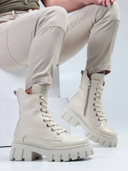 Ботинки 346.чанкиbe. Бежевый макс / Шерсть