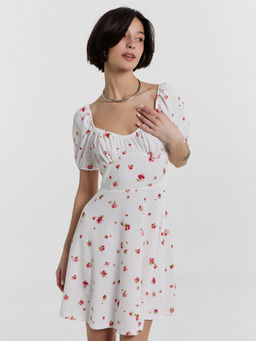 Платье женское белое с цветочным принтом