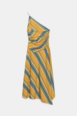 VESTIDO MIDI RAYAS ASIM?TRICO / Multicolor - Zara фото 5