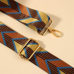 Ручка для сумки Орнамент стрелки, стропа, с карабинами, 139 3 3,8 см, цвет бежевый/коричневый - Арт узор фото 2