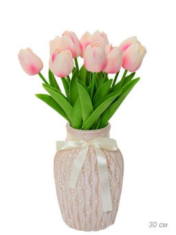 Цена за 10 шт. Цветок искусственный Тюльпан 30 см кремово-розовый / 18-4/4 /уп 10/180/1440/ латекс - ГалеонТрейд фото 2