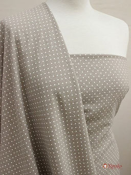 Теплый хлопок меланж Белый горох (2мм) на бежево-кофейном, ш.1.48м, хл-60%, п/э-40%, 150гр/м.кв - Купава фото 5