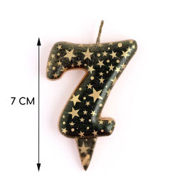 Свеча в торт Саната, цифра 7, черная с золотыми звездами, 5,5 см - Страна карнавалия фото 2