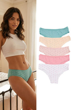 Pembe-Cok Renkli 5li Pamuklu Kalpli Dantel Detayl? Brazilian Orme Kulot THMSS26KU00023