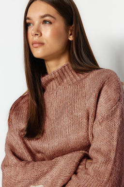 Mor Yumusak Dokulu Kal?n Bisiklet Yaka Triko Kazak TWOAW24KZ00290 - Trendyolmilla фото 11