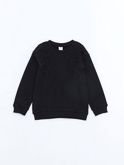 Bisiklet Yaka Uzun Kollu Basic K?z Bebek Sweatshirt