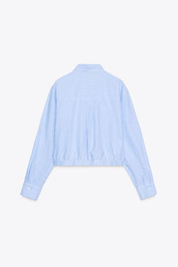 PLEATED WAIST STRIPED CROPPED OXFORD SHIRT - Zara фото 7