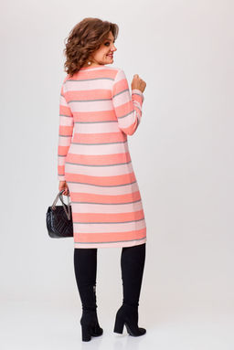 Платье Swallow 770.1 полоска бежевая+серая+лососевая