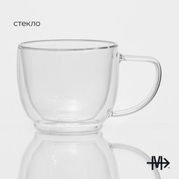 Кружка с двойными стенками Magistro «Дуо», 280 мл, 13.5×9.5×8 см, стекло, прозрачная