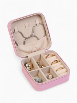 Шкатулка для украшений, 9.5×9.5×4.5 см, розовая