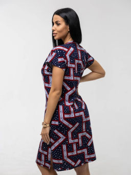 Халат женский, цвет синий красный