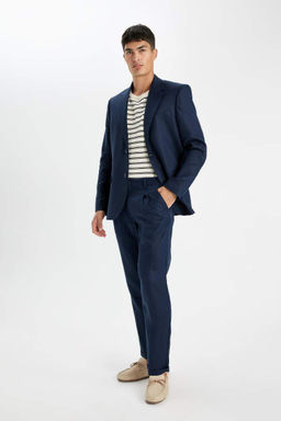 Укороченные льняные брюки с двойными штанинами - Defacto фото 2