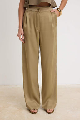 Haki Saten Wide Leg/Genis Paca Pantolon TWOSS26PL00197 - Trendyolmilla фото 3