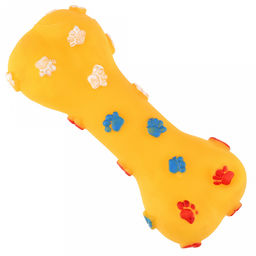 Игрушка для собаки Косточка макси лапа 19х7,5х4см, с пищалкой, ПВХ, фактурная, цвета микс (оранжевый, желтый, зеленый), Пэт тойс (Pet toys) (Китай)