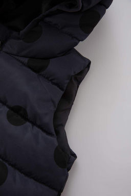 Пуховик с капюшоном и узором для маленьких девочек - Defacto фото 3