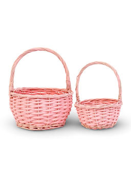 Корзина плетёная для хранения Vite, с ручкой, розовая, набор 2 шт.