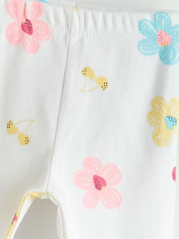 Beli Lastikli ?i?ekli K?z ?ocuk 3/4 Boy Tayt