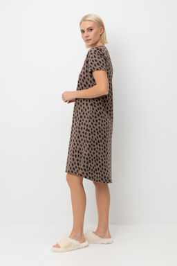 Е 10052/коричневый меланж,пятна сафари сорочка жен