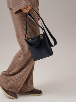 Сумка кожаная кросс-боди Deboro 30347 синие чернила/фавола