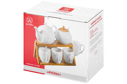 Набор - чайник + сахарница + 6 кружек Розы на бамбуковой подставке - Elan gallery фото 17