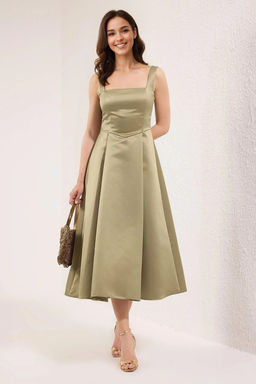 Yag Yesil A-Kesim Saten Dokuma S?k Abiye Gece Mezuniyet Elbisesi TPRAW25EL00040