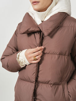 Пальто пуховик 32005 коричневый