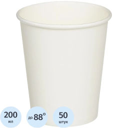 Стакан одноразовый бум 1-сл. d-80мм 200/250мл белый КОМУС 8OZ 50шт/уп