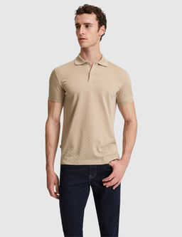 Koyu Bej Slim Fit %100 Pamuk D__meli Polo Yaka Ti__rt